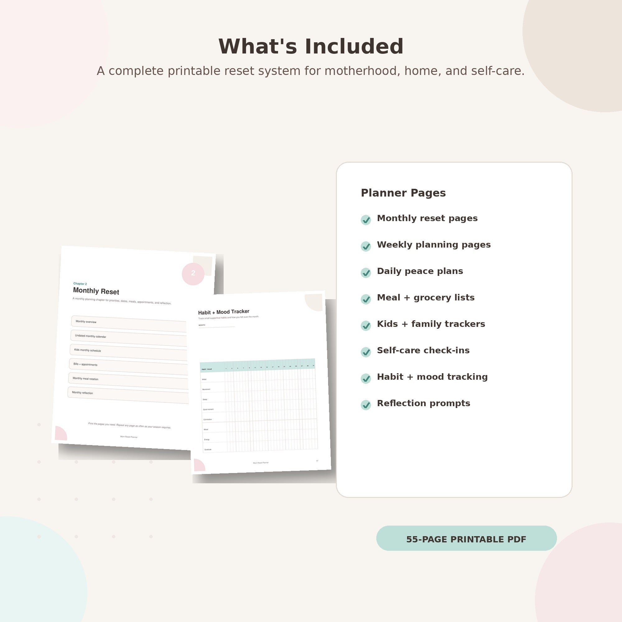 The Organized Mom Reset Planner | Undated Printable Planner for Busy Moms
